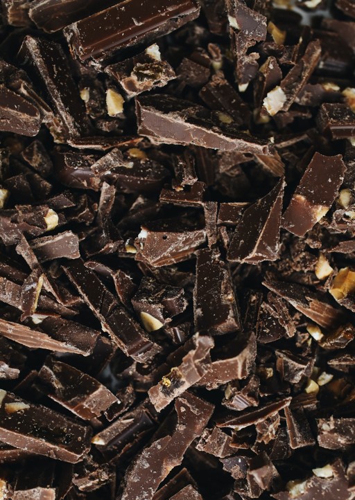Dark chocolate broken in pieces